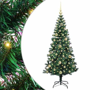 Vidaxl Umjetna preddekorirana božićna jelka med 150 LED Zelena 150 cm