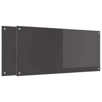 Vidaxl Kuhinjski panel 2 szt. Temno siva 110 x 50 cm kaljeno steklo