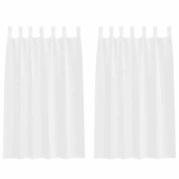 Vidaxl Voile zavesa z zavesami 2 szt. Bela 175 x 140 cm Poliester