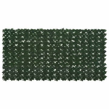 Vidaxl Ograja za balkon z listi Temno zelena 200 x 100 cm