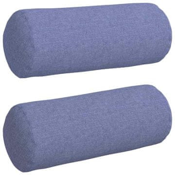 Vidaxl Blazine 2 szt. Jeans modra Ø 15 x 40 cm blago