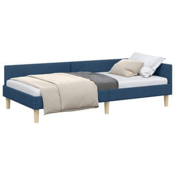Vidaxl Kotna postelja Modra 90 x 190 cm blago