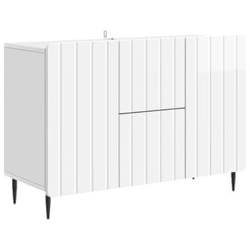 Vidaxl Strani šal Bela visok sijaj 89 x 34,5 x 62 cm Inženirski les