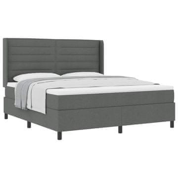 Vidaxl Postelja z vzmetnico z vzmetnico Temno siva 200 x 180 cm blago
