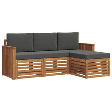 Vidaxl Zunanja garnitura za sedenje 4 szt. Naravna in antracitna