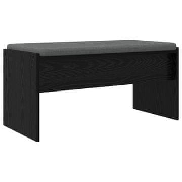 Vidaxl Haldna klop z blazino Črna Orehovina 83 x 38 x 40 cm