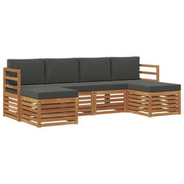 Vidaxl Sedežne garniture z blazino 6 szt. Naravna in antracitna