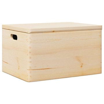 Vidaxl Lesena škatla s pokrovom in ročaji 40x30x23 cm trdna borovina