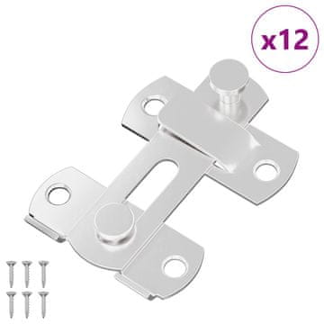 Vidaxl Zaklep za vrata 12 szt. srebrna 70 x 8 mm Jeklo