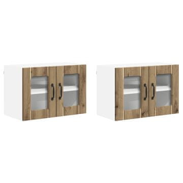 Vidaxl Stenski stekleni omarica LUCCA 2 szt. Artisan hrast