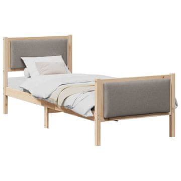 Vidaxl Konstrukcija postelje z vzglavjem Taupe 75 x 190 cm blago