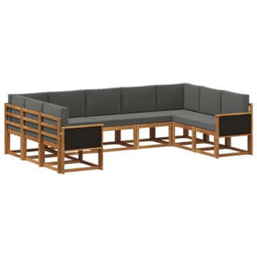 Vidaxl Zunanja garnitura za sedenje 9 szt. Naravna in antracitna