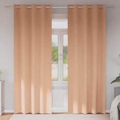 Vidaxl Zavese za zatemnitev z obroči 2 szt. Svetlo rjava 245 x 140 cm