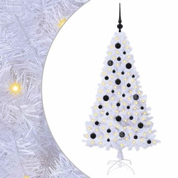 Vidaxl Umestno božično drevo med 150 LED Bela 150 cm PVC in jeklo