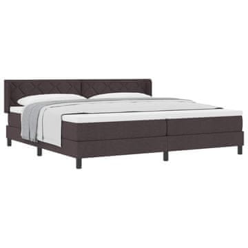 Vidaxl Postelja z vzmetnico z vzglavjem Temno rjava 200 x 200 cm blago