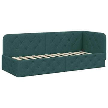 Vidaxl Kotna postelja Temno zelena 80 x 200 cm blago