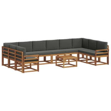 Vidaxl Zunanja garnitura za sedenje 11 szt. Naravna in antracitna