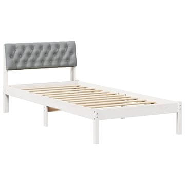 Vidaxl Kovinska posteljna konstrukcija Bela in svetlo siva 90 x 190 cm