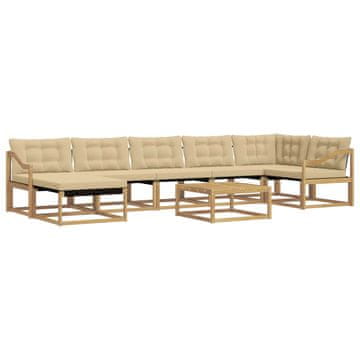 Vidaxl Zunanja garnitura za sedenje 8 szt. Bela in bež 79 x 79 x 37 cm