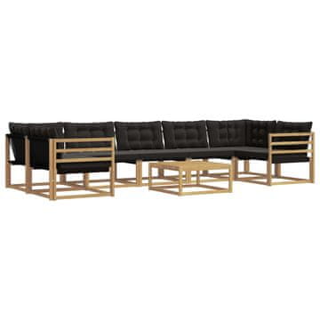 Vidaxl Zunanja garnitura za sedenje 8 szt. Bela in črna 79 x 79 x 37 cm
