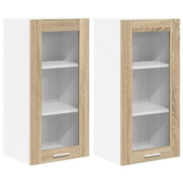 Vidaxl Viseča omarica z vrati 2 szt. Sonoma hrast 40 x 31 x 80 cm