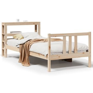 Vidaxl Posteljni okvir z vzglavjem bel 75x190 cm trdna borovina
