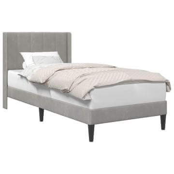 Vidaxl Konstrukcija postelje z vzglavjem Svetlo siva 90 x 200 cm Žamet
