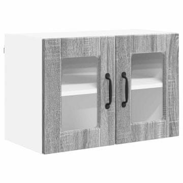 Vidaxl Stenski stekleni omarica PORTO Siva Sonoma 60 x 31 x 40 cm