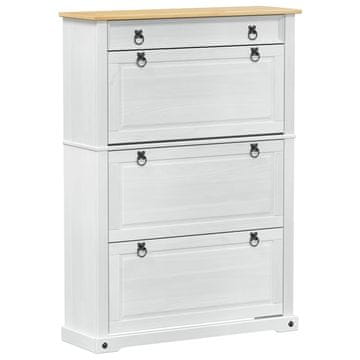 Vidaxl Omara za čevlje Corona Bela 99 x 32 x 138 cm Masivno borovo les
