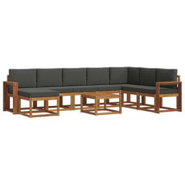 Vidaxl Zunanja garnitura za sedenje 9 szt. Naravna in antracitna