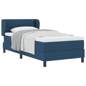 Vidaxl Postelja z vzmetnico z vzglavjem Modra 100 x 200 cm blago
