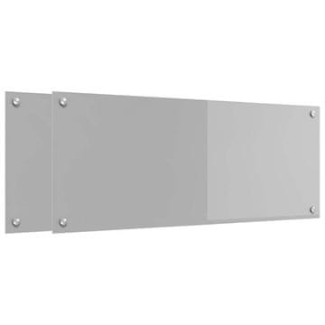 Vidaxl Kuhinjski panel 2 szt. Svetlo siva 100 x 40 cm kaljeno steklo