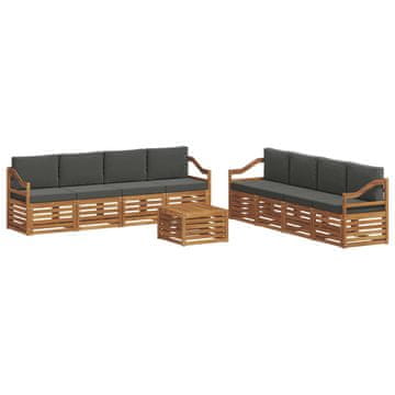 Vidaxl Sedežne garniture z blazino 9 szt. Naravna in antracitna