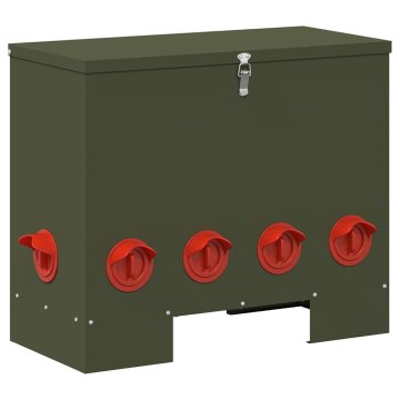 Vidaxl Hranilnik za piščance Olivno zelena 60,5 x 29 x 51 cm 25 kg