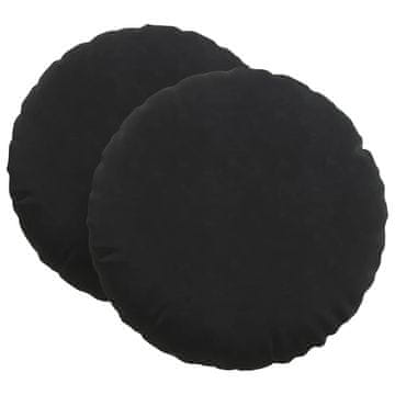 Vidaxl Sedežne blazine 2 szt. Črna Ø60 x 21 cm Žamet