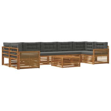 Vidaxl Zunanja garnitura za sedenje 8 szt. Naravna in antracitna
