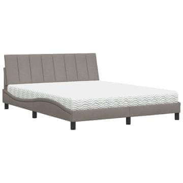 Vidaxl Postelja z vzmetnico Hanko taupe 160x200 cm blago