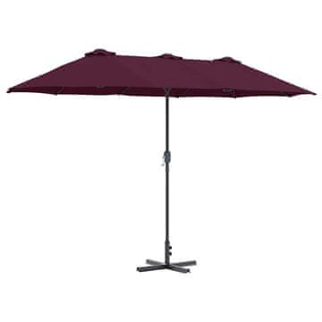 Vidaxl Vrtni dežnik Bordeaux rdeča 370 x 197 x 239 cm