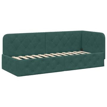 Vidaxl Kotna postelja Temno zelena 80 x 200 cm Žamet