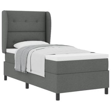 Vidaxl Postelja z vzmetnico z vzglavjem Temno siva 80 x 200 cm blago