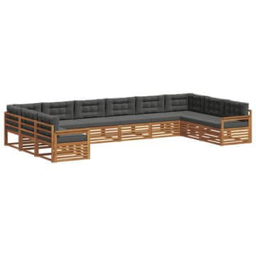 Vidaxl Sedežne garniture z blazino 9 szt. Naravna in antracitna