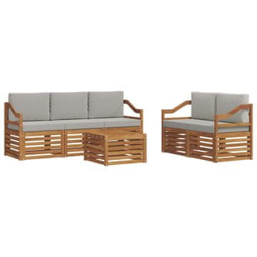 Vidaxl Sedežne garniture z blazino 6 szt. Naravna in svetlo siva