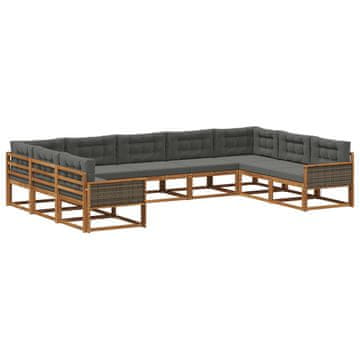 Vidaxl Zunanja garnitura za sedenje 9 szt. Naravna in antracitna
