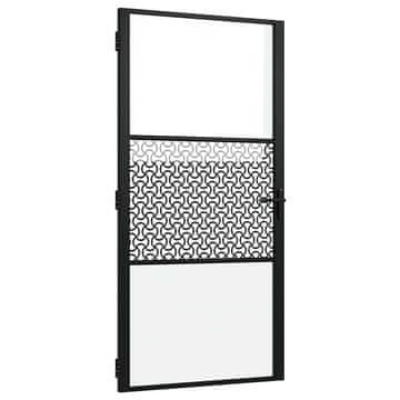 Vidaxl Steklena vrata Ureznine Črna 102,5 x 3,5 x 201,5 cm Aluminij