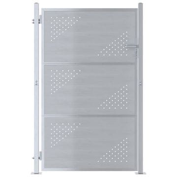 Vidaxl Vrtna vrata s ključavnico srebrna 85 x 120 cm Nerjaveče jeklo