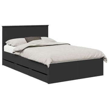 Vidaxl Konstrukcija postelje Črna 120 x 190 cm Inženirsko leseno