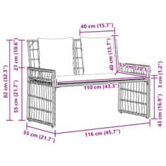 Vidaxl Zunanja klop Enobarvno Naravna in smetana 116 x 55 x 82 cm