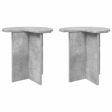 Vidaxl Stranska miza 2 szt. Betonsko siva Ø 39 x 38 cm Inženirski les