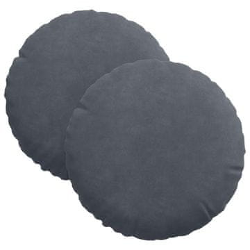 Vidaxl Sedežne blazine 2 szt. Temno siva Ø30 x 13 cm Žamet