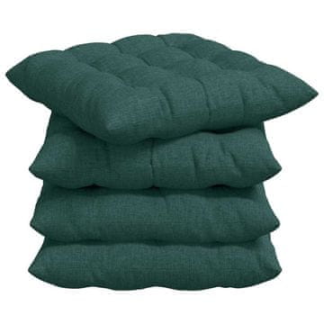 Vidaxl Sedežne blazine 4 szt. Temno zelena 40 x 40 x 6 cm blago